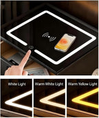 Smart Nightstand with 3 Drawers, Tri-Color Lights, Wireless Charging Port and - Image 3