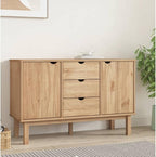 Scandinavian Sideboard Solid Pine Wood Engineered Wood Medium Large Brown 4 by Unknown