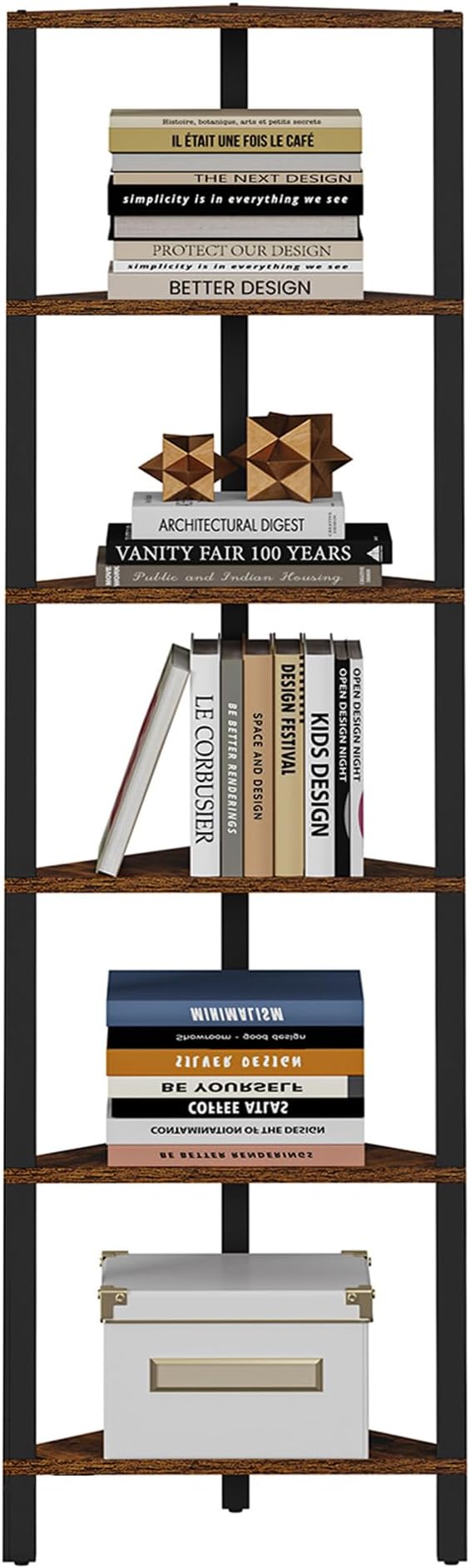 TUTOTAK Corner Shelf, 6-Tier Corner Bookshelf - Image 9