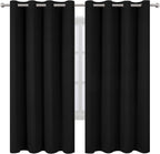 Black Thermal Blackout Curtains/52 x 72 Inch/Set of 2 Panels Room Darkening - Image 2