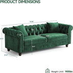 ONBRILL 82 Inch Chesterfield Sofa, 23 Inch Deep Seat Velvet Couch - Image 3