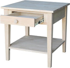 Solid Wood Spencer End Table, Unfinished by InternationalConcepts