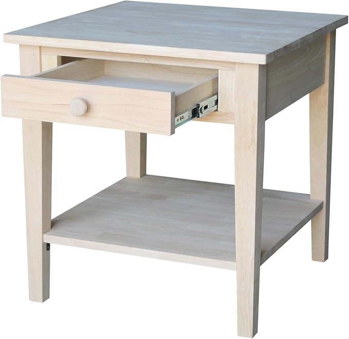 Solid Wood Spencer End Table, Unfinished by InternationalConcepts