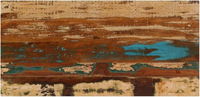 Rustic Multicolor Coffee Table, Solid Reclaimed Wood, Sturdy Steel Legs - Image 5