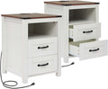 White Night Stand Set of 2, Rustic End Table by Puntogen