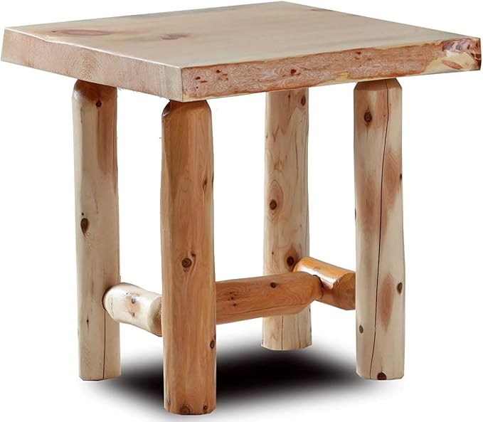 SRL Rustic Log End Table Pine & Cedar – Small Indoor End Table, Wood End Table - Image 7