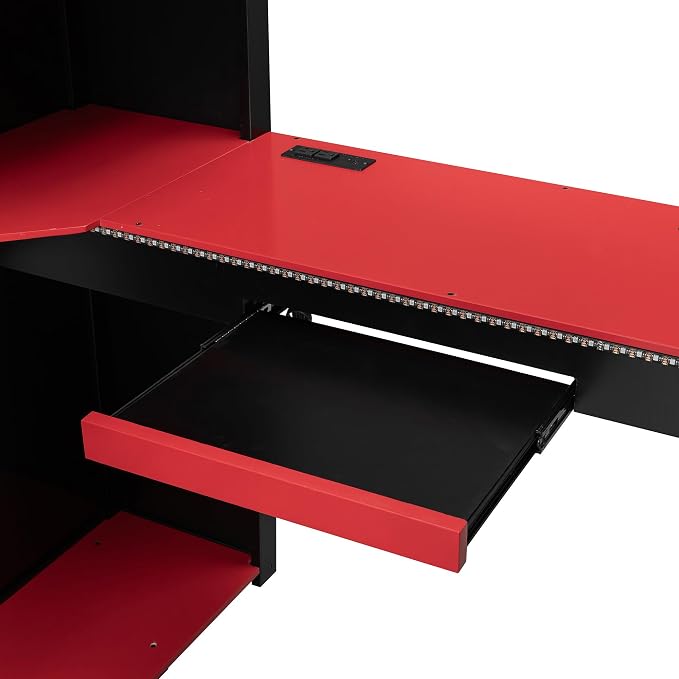 Full Size Wood Loft Bed with Built-in Workstation, Smart Storage, RGB Lighting - Image 6