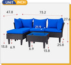 FDW 5 Pieces Patio Furniture Sets Outdoor Sectional Sofa Wicker Chair Rattan - Image 7