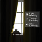 Brown and Yellow Blackout Curtains 52Wx63L Inch 2 Panels | Thermal Insulated - Image 3