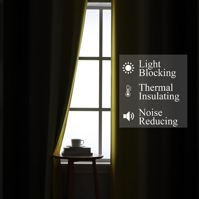 Brown and Yellow Blackout Curtains 52Wx54L Inch 2 Panels | Thermal Insulated - Image 3