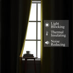 Brown and Yellow Blackout Curtains 52Wx84L Inch 2 Panels | Thermal Insulated - Image 3
