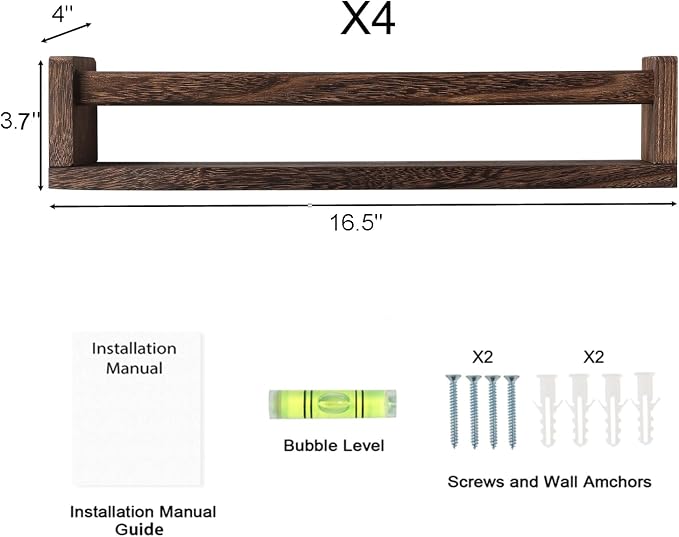 Nursery Room Shelves Set of 4, Wood Floating Book Shelves - Image 3