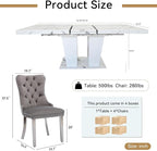 Henf 5 Pieces Faux Marble Dining Table Set - Image 7