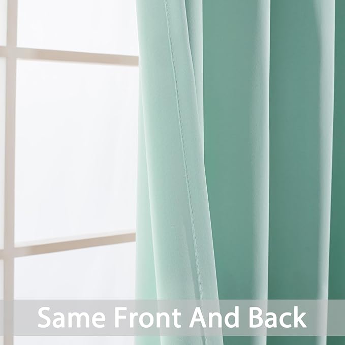 Yakamok Aqua Room Darkening Curtains 84 inch Sliding Door Drapes | 1 Extra-wide - Image 4