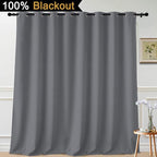 Yakamok Grey 100% Blackout Patio Door Curtain Panels W100 x L108, 1 Panel | - Image 2