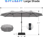 SUPERJARE 15FT Outdoor Patio Umbrella - Image 8