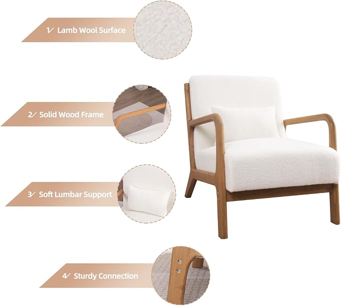 INZOY Mid Century Modern Accent Chair - Image 3