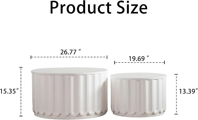 46.46'' White Round Coffee Table Set of 2 - Image 2