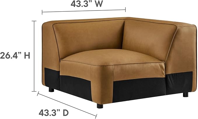 Modway Auren Vegan Leather Corner Modular Chair in Camel - Image 3