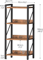 HOOBRO Bookshelf, 4-Tier Industrial Bookcase, Book Shelf Storage Organizer - Image 3