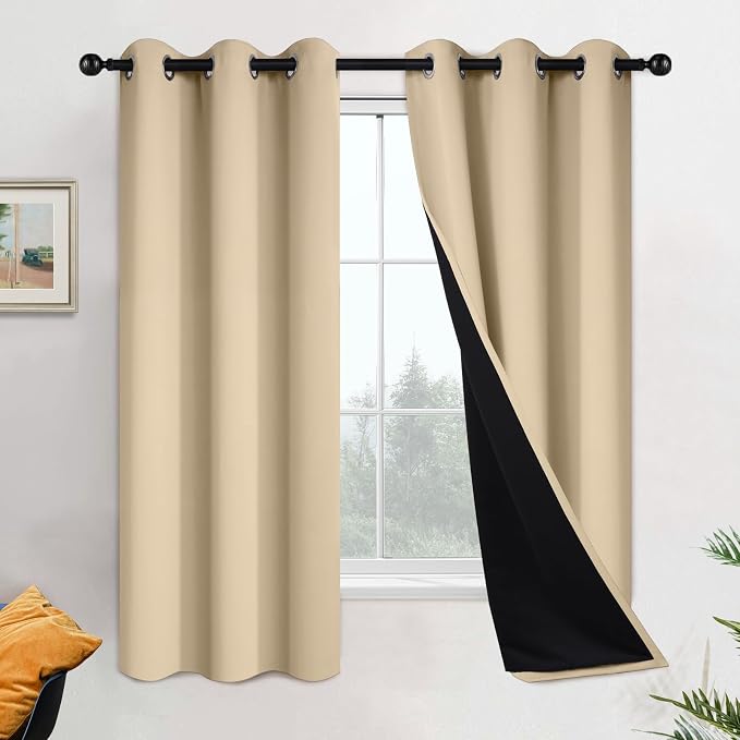 Yakamok Black 100% Blackout Curtains 63 Inches Long by Yakamok