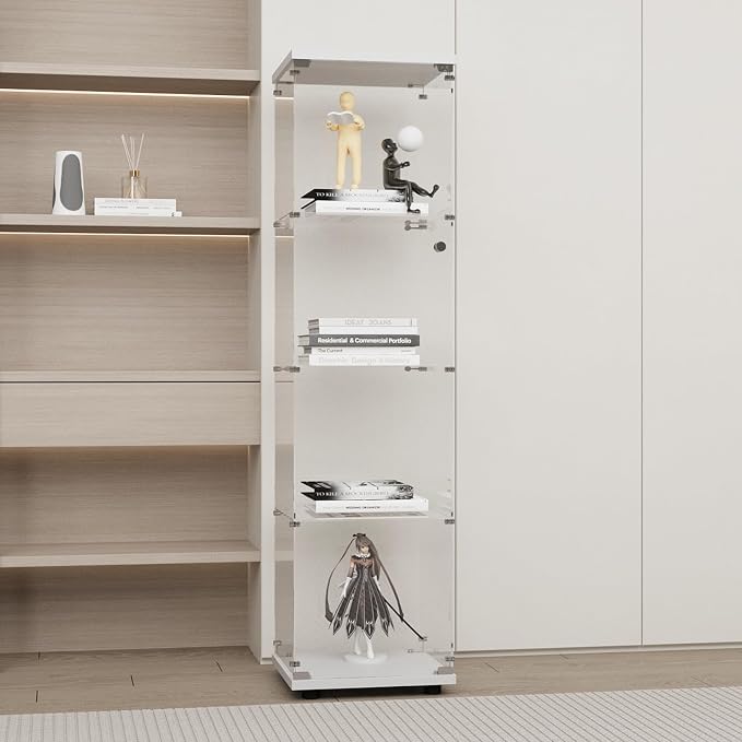 Display Cabinet with Glass Door and Lock, 4-Shelf Fast Installation Curio by glassdisplaycabinet