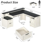 YOMILUVE 63" Farmhouse L Shaped Executive Desk - Image 2