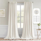 MIULEE Ivory Back Tab Blackout Curtains 52x108 Inch Long 2 Panels Set | Rod by MIULEE