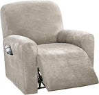H.VERSAILTEX Velvet Stretch Recliner Couch Covers 4-Pieces Style Recliner Chair by HVERSAILTEX