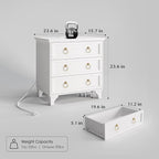 JOINICE White Night Stand with Charging Station, Modern Nightstand with 3 - Image 2