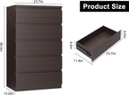 Jocoevol Modern Brown 5 Drawer Dresser - Image 2
