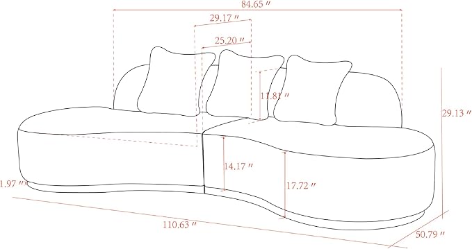 Pasargad Home Simona Collection Curved Sofa - Image 3
