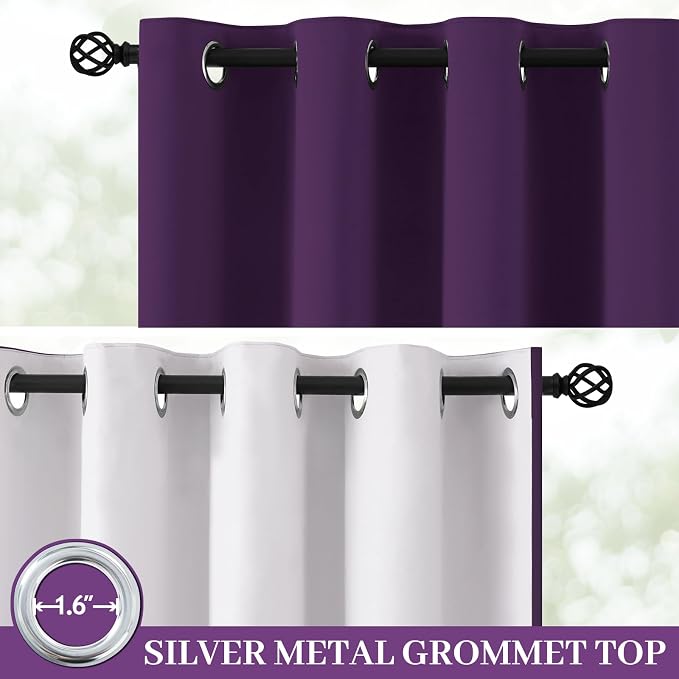Yakamok Purple 100% Blackout Curtains 84 Inches Long - Image 2