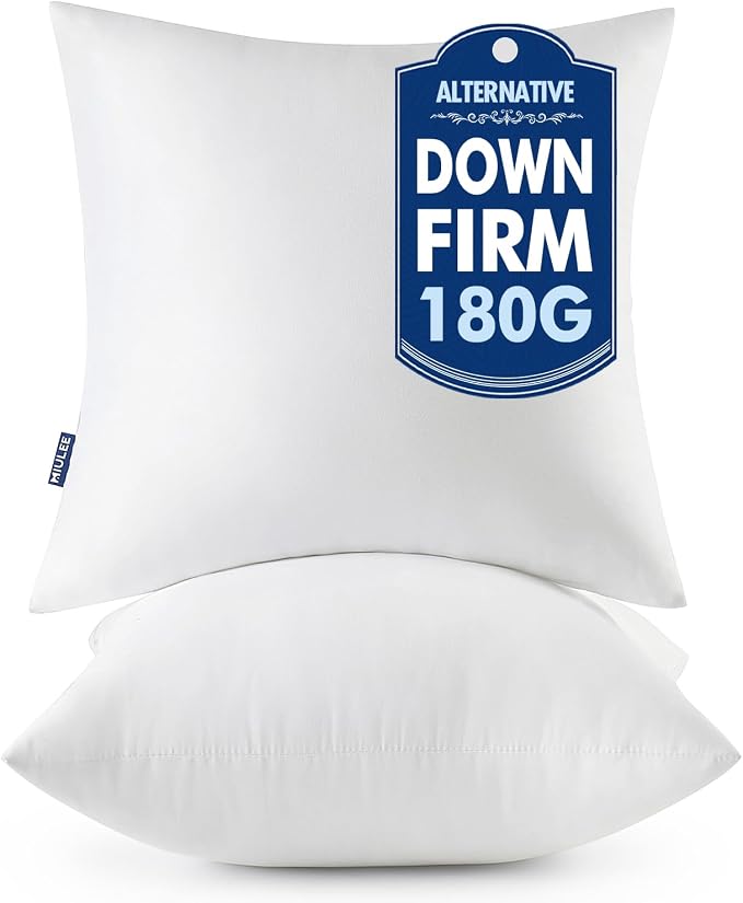 MIULEE 12x12 Throw Pillows Inserts 2 Pack, Decorative Pillows by MIULEE