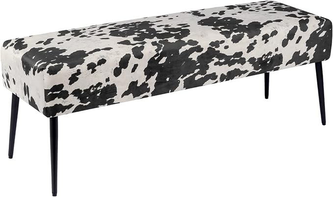 DUHOME Velvet Bench Ottoman, Upholstered Bedroom Benches Cow Print End of Bed by DuhomeElegantLifestyle