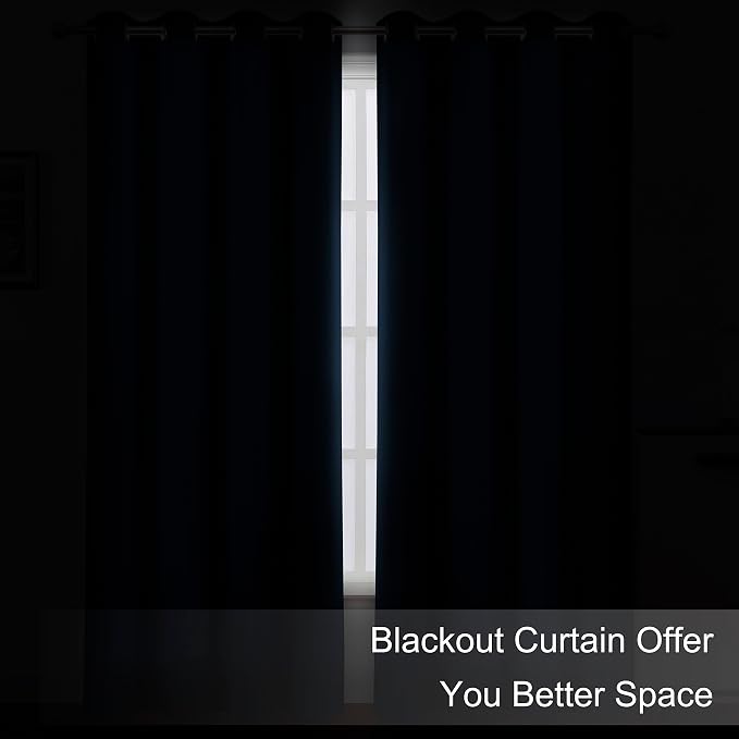 Blackout Curtains 66 x 84 inch/Navy Blue Curtains Set of 2 Panels/Thermal - Image 3