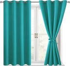 Blackout Curtains for Bedroom, Peacock Teal, 52 x 45 Inch, 2 Panels | Thermal by Hiasan