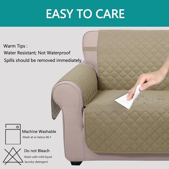 U-NICE HOME Futon Sofa Covers 68''Armless Couch Cover, Light Camel/Beige | - Image 5