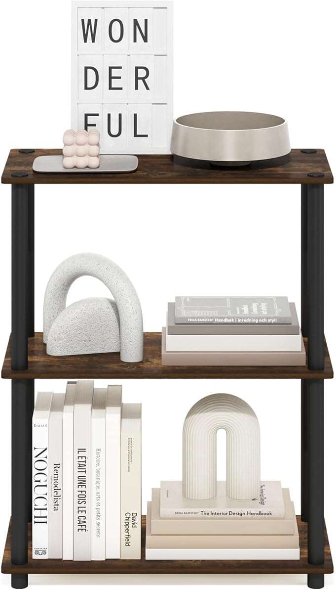 Furinno Turn-N-Tube Storage Shelves, 3-Tier Book Shelf, Corner Shelf, Toolless - Image 4