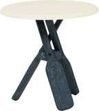 Linon Opal Distressed Wood Coastal Canoe Paddle Side Table in Blue/Cream - Image 5