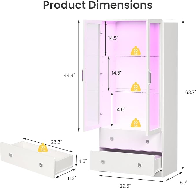 RoyalCraft 64" Tall Display Cabinet - Image 2