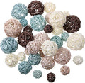 Wicker Ball Orbs,Blue, Light Brown, Dark Brown, White,2.4'',2'',1.6'',1.2'' by Patelai