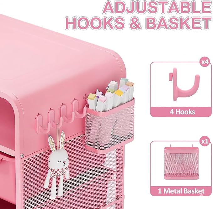 SYKIARIOL Pink Nightstand, Cute End Table - Image 6