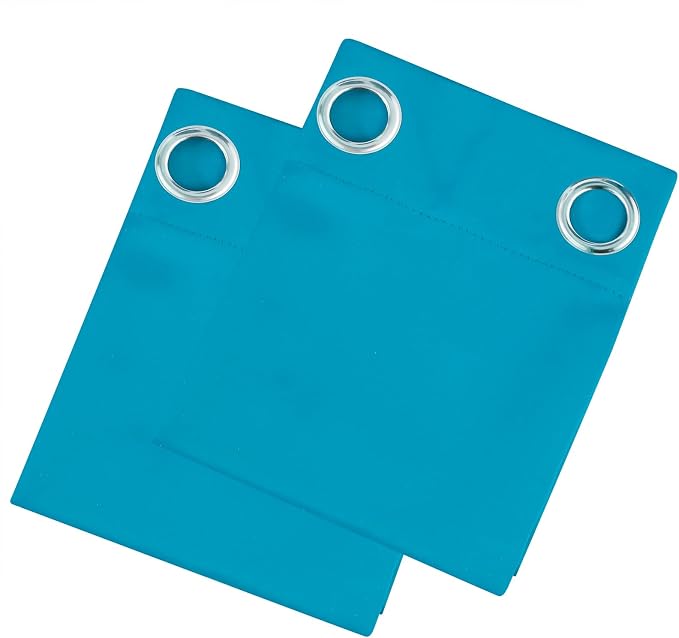 Blackout Curtains 66 x 54 Inch Long Teal Curtains Set of 2 Panels Room - Image 9