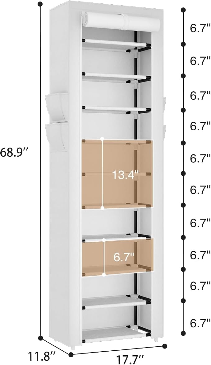 ROJASOP Shoe Rack with Covers 10 Tier Large Shoe Organizer Tall Shoe Closet - Image 3