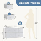 DUMOS Dresser for Bedroom, 5 Storage Drawers, Wide Fabric Closet Chests - Image 3