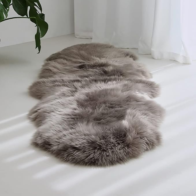 HUAHOO Premium Genuine Sheepskin Rug Camel Real Australia Sheepskin Natural - Image 3