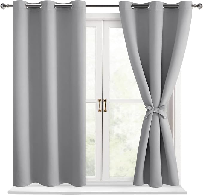 Short Blackout Curtains for Bedroom, 38 x 45 Inch | Thermal Insulated & Light by Hiasan