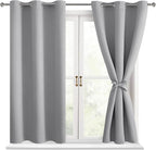 Short Blackout Curtains for Bedroom, 38 x 45 Inch | Thermal Insulated & Light by Hiasan