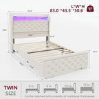 ROCHECASA Bed Frame with Storage and Charging Station, 50.6" Tall Velvet - Image 2